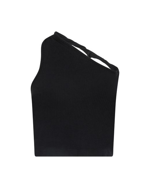 Sour Figs Black Two-Way Single Shoulder Twisted Strap Top