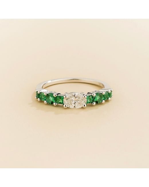 Juvetti Green Petra Ring Set With Diamond & Emerald