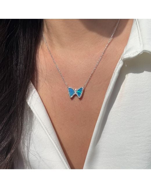 KAMARIA Blue Mini Opal Butterfly Necklace