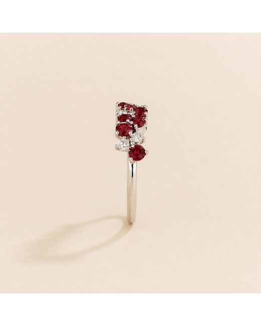 Juvetti Red Starry Ruby & Diamond Cluster Ring