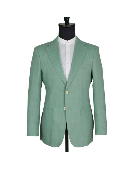 DAVID WEJ Green Hugo Linen Single Breasted Blazer for men