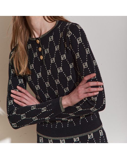 Roch Perel Black Monogrammed Edged Sweater