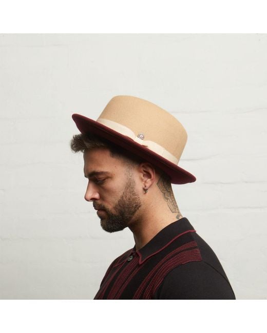 Dasmarca Hats Red Gangstar Camel Burgundy Felt Hat for men