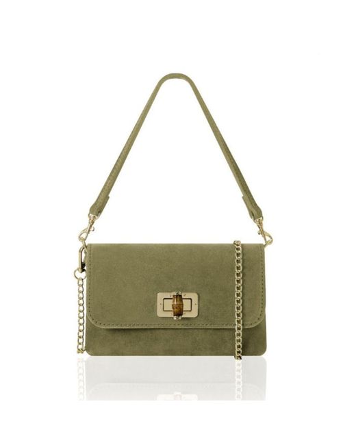 Betsy & Floss Green Cori Suede Handbag And Clutch Bag