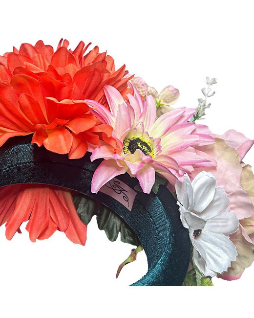 Natalia Petruch Red Aurora Deep Velvet Oversized Flower Headband – Peony With & Faux Flowers And Foliage, Handmade Statement Hair Accessory
