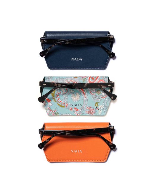 Naoa Blue Three Pack Apple-Leather Slim Glasses Case