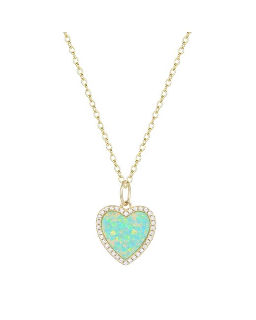 KAMARIA Blue Opal Heart Necklace With Crystals