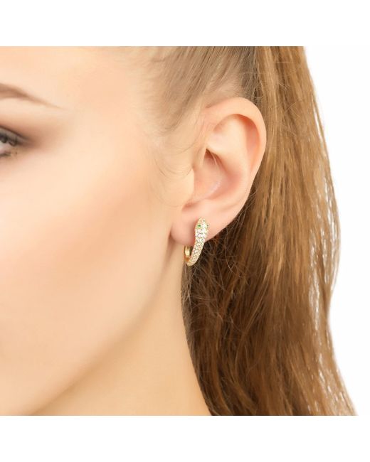 Latelita London Metallic Snake Huggie Hoops Gold