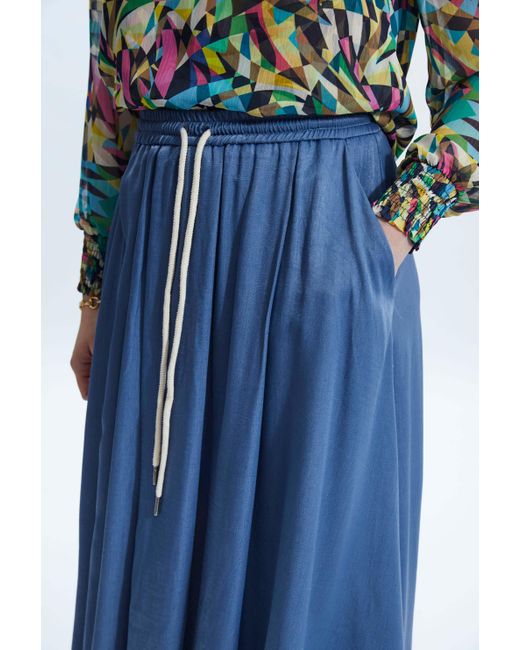 James Lakeland Blue Draw String Maxi Skirt Denim