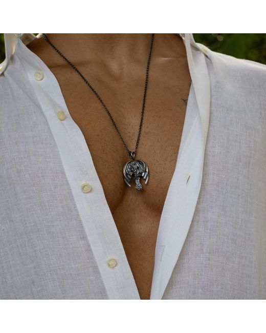 Ebru Jewelry Metallic Legendary Dragon Cross Sterling Necklace for men