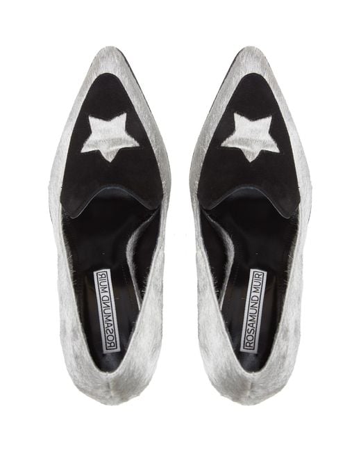 Rosamund Muir London Black Maria Calf Hair & Star Loafers