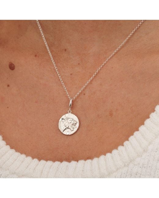 Lily Charmed White Sterling Leo Zodiac Charm Necklace