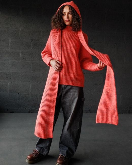 Mabli Red Moya Hooded Scarf