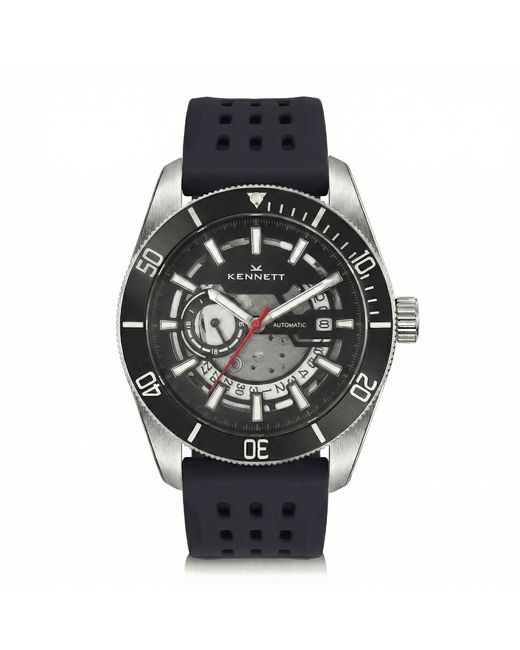 Kennett Watches & Accessories Black Viktor Automatic Watch Perforated Fkm Strap for men