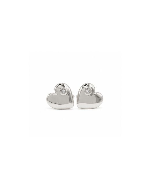 Cier White Diamond Heart Stud Earrings