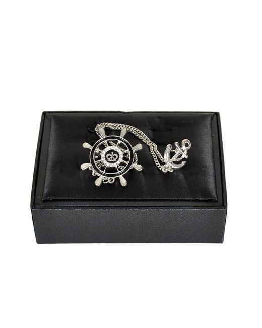 DAVID WEJ Metallic Lapel Pin Rudder Anchor Brooch for men