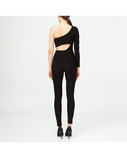 LIA ARAM Black Cutout Bustier Jumpsuit