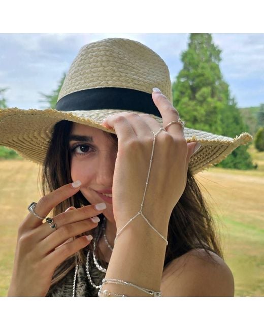 Harfi Metallic Dainty Beaded Link Chain Bracelet And Ring