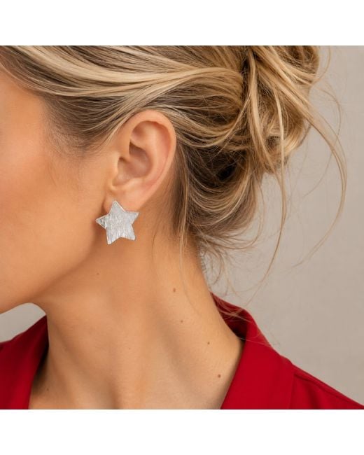 Silver Moon White Sterling Star Earrings – Celeste