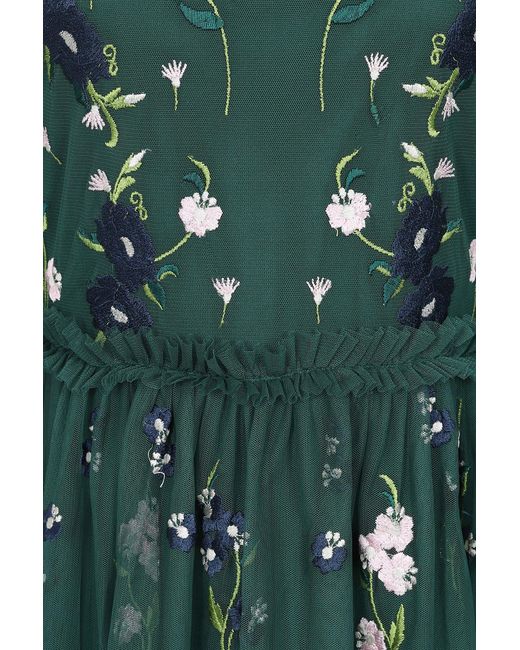 Frock and Frill Green Rydia Floral Embroidered Maxi Dress