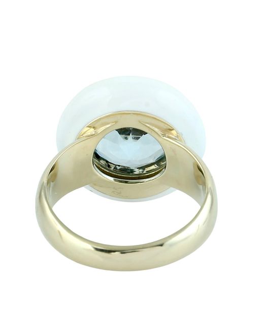 Artisan Blue 14K Enamel & Topaz Cocktail Ring