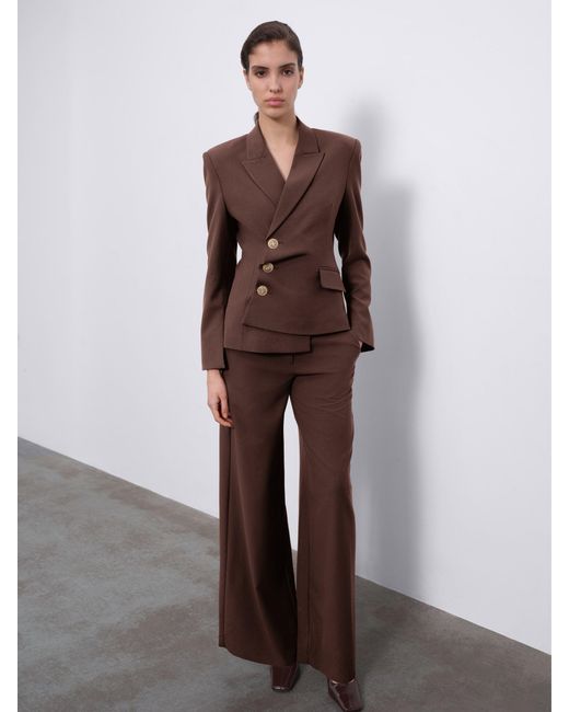 Sélone Brown Oris Asymmetric Tailored Blazer Chocolate