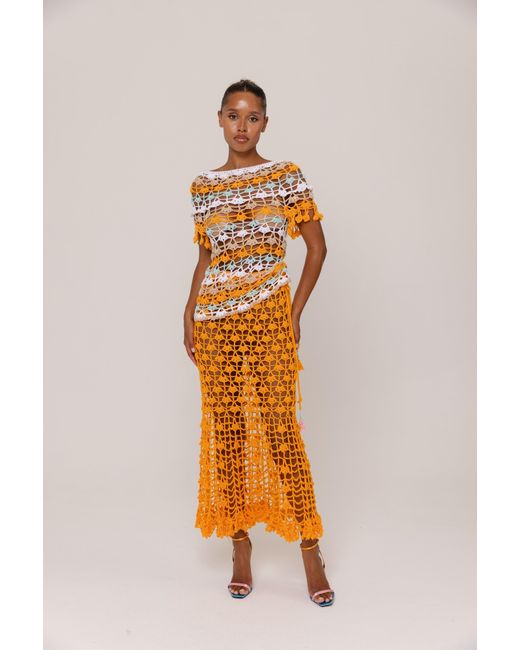 Andreeva Multicolor Bird Of Paradise Handmade Crochet Top