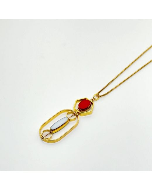 Aracheli Studio Metallic And Vintage German Glass Beads Art Deco Chain Necklace