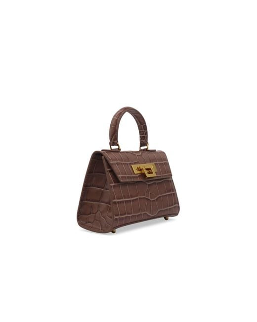 Lalage Beaumont Brown Neutrals / Fonteyn Mignon Orinoco Print Calf Leather Handbag