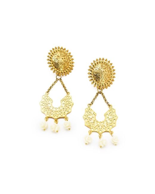 ADIBA Metallic Tranquility Roses Handmade Drop Earring