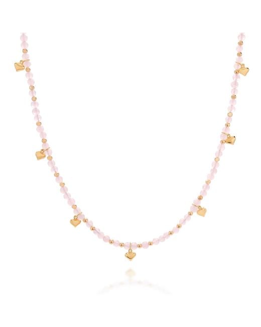 Nellou Jewellery Metallic Rose Hearts Necklace Plated Sterling