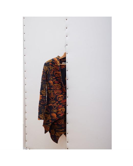 Julia Allert Brown High-End Blazer With Curved Hem Jacquard