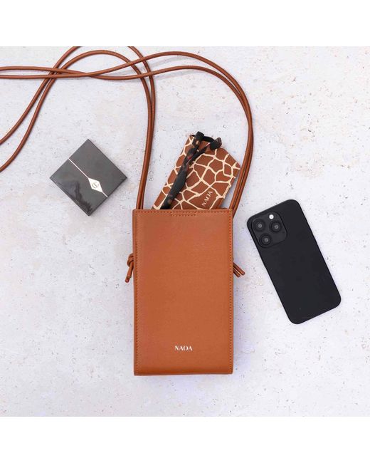 Naoa Brown Phone & Essentials Crossbody Bag Cognac