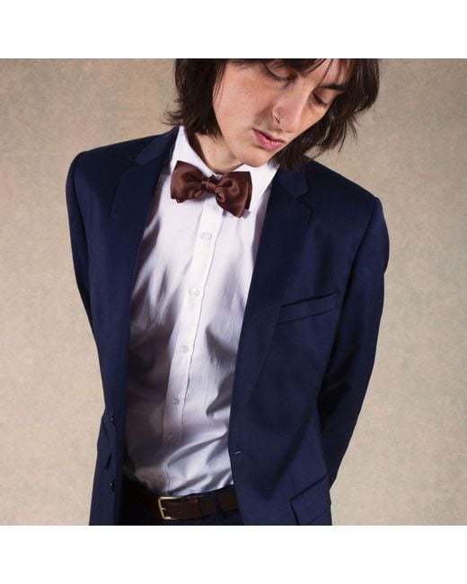 LE COLONEL Brown Chocolate Silk Bow Tie for men
