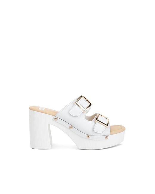 Rag & Co White Kenna Dual Buckle Strap Sandals