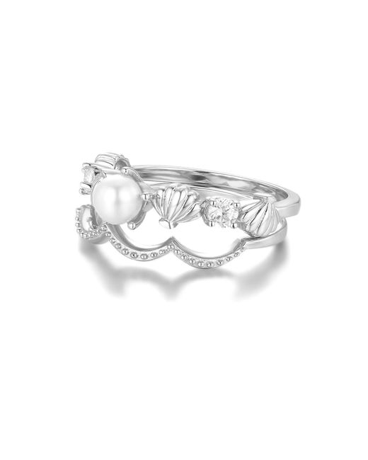 Azura Jewelry New York White Pearl Lagoon Ring Set Vermeil