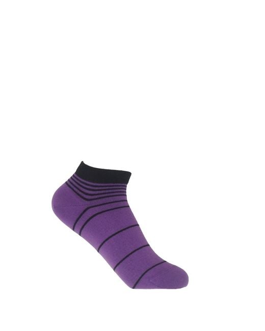 Peper Harow - Made in England Purple Retro Stripe Luxury Crew & Trainer Socks Bundle