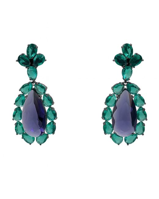 Michael Nash Jewelry Paula Emerald And Amethyst Drop Pierced - Main Image