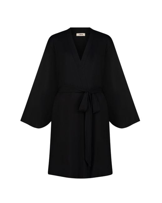 Creme Loungewear Black Robe