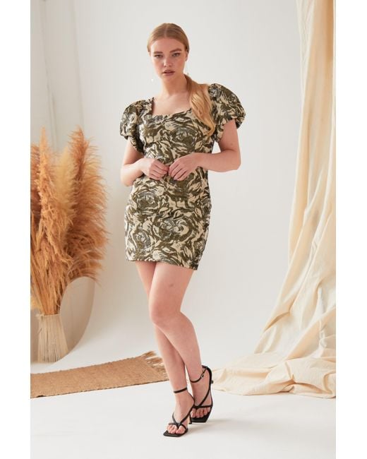 Sarvin Black Puff Shoulder Dress
