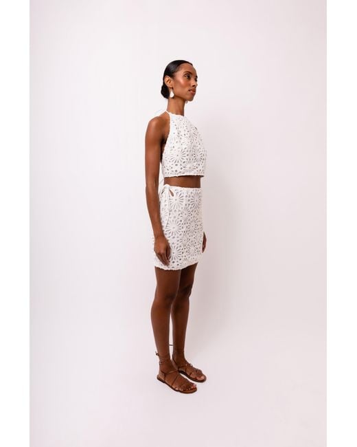 Amy Lynn White Bonnie Crochet Mini Skirt
