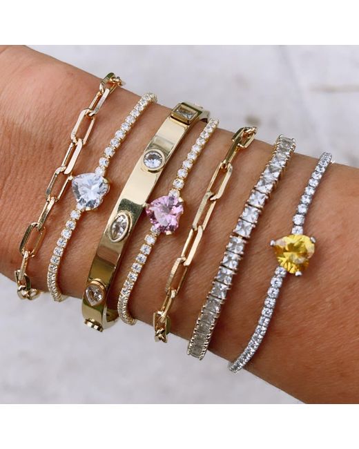 SHYMI Metallic Fancy Heart Tennis Bracelet