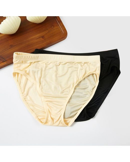 Soft Strokes Silk Natural Set Of Two Knitted Silk Mid Rise French Cut Pantie Shimmer Collection