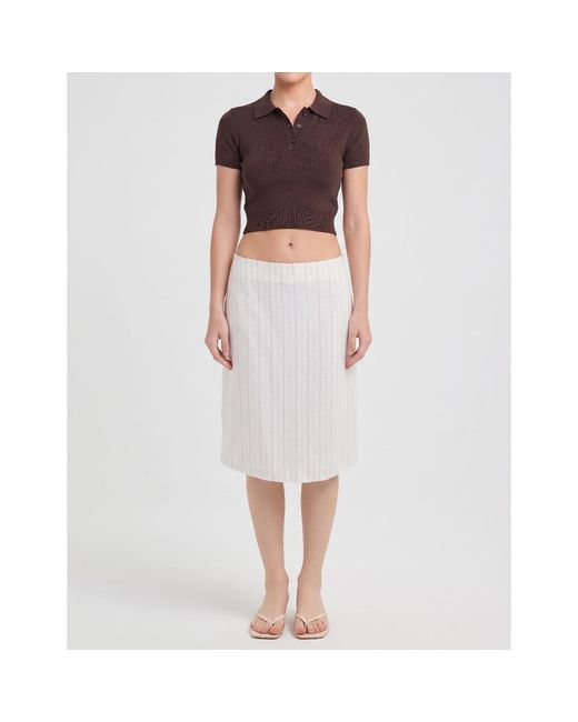 NUAJE NUAJE White Le Straight Midi Skirt
