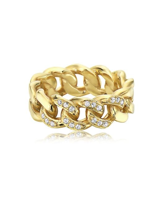 Preeti Sandhu Metallic Gigi Curb-Chain Link Ring With Sapphires