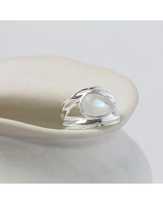 Isla Silver Metallic Sterling Moonstone Statement Ring
