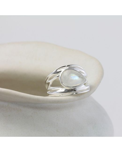 Isla Silver Metallic Sterling Moonstone Statement Ring