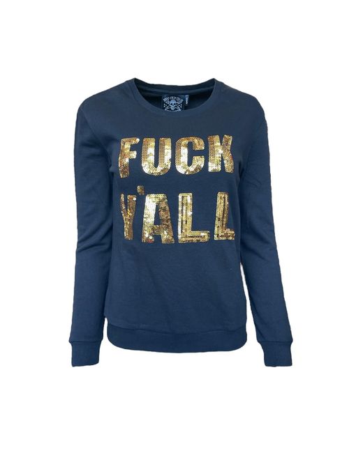 Any Old Iron Blue Golden Fuck Y'All Sequin Sweatshirt