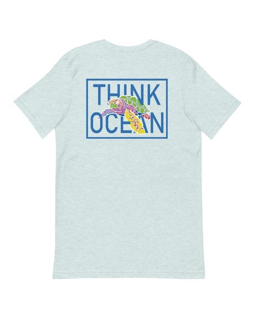 Anchor and Crew Blue Ice Think Ocean Turtle Fluorescence Cotton Embroidered T-Shirt
