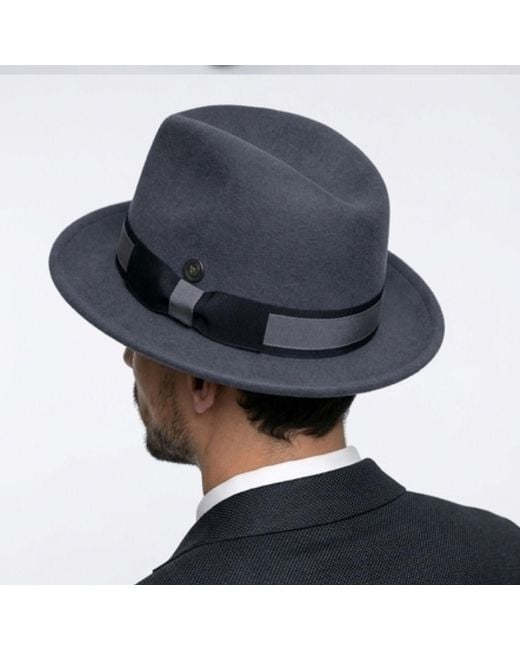 Dasmarca Hats Black Robin Wool Felt Two Tone Trilby Fedora Hat for men